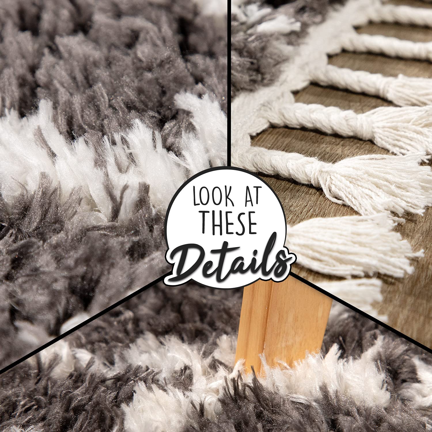 Paco Home Tapis Shaggy Tapis De Salon Tapis Poils Longs Scandinave Franges Moelleux Moderne Poils Longs, Dimension:140x200 cm, Couleur:Anthracite 2