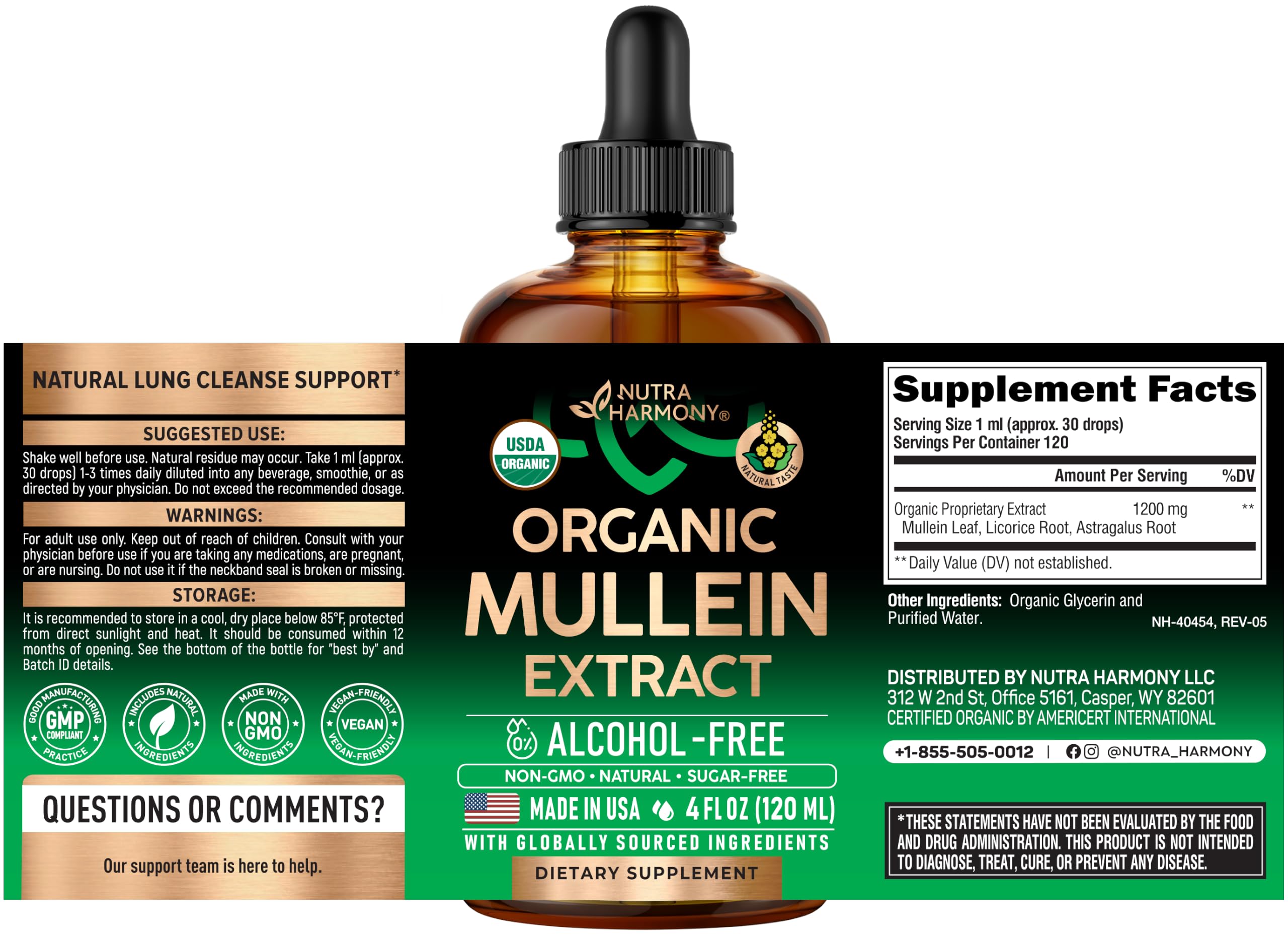 Mullein Drops for Lungs - USDA Organic Mullein Leaf Extract Liquid - 4 oz — Amazon image 2
