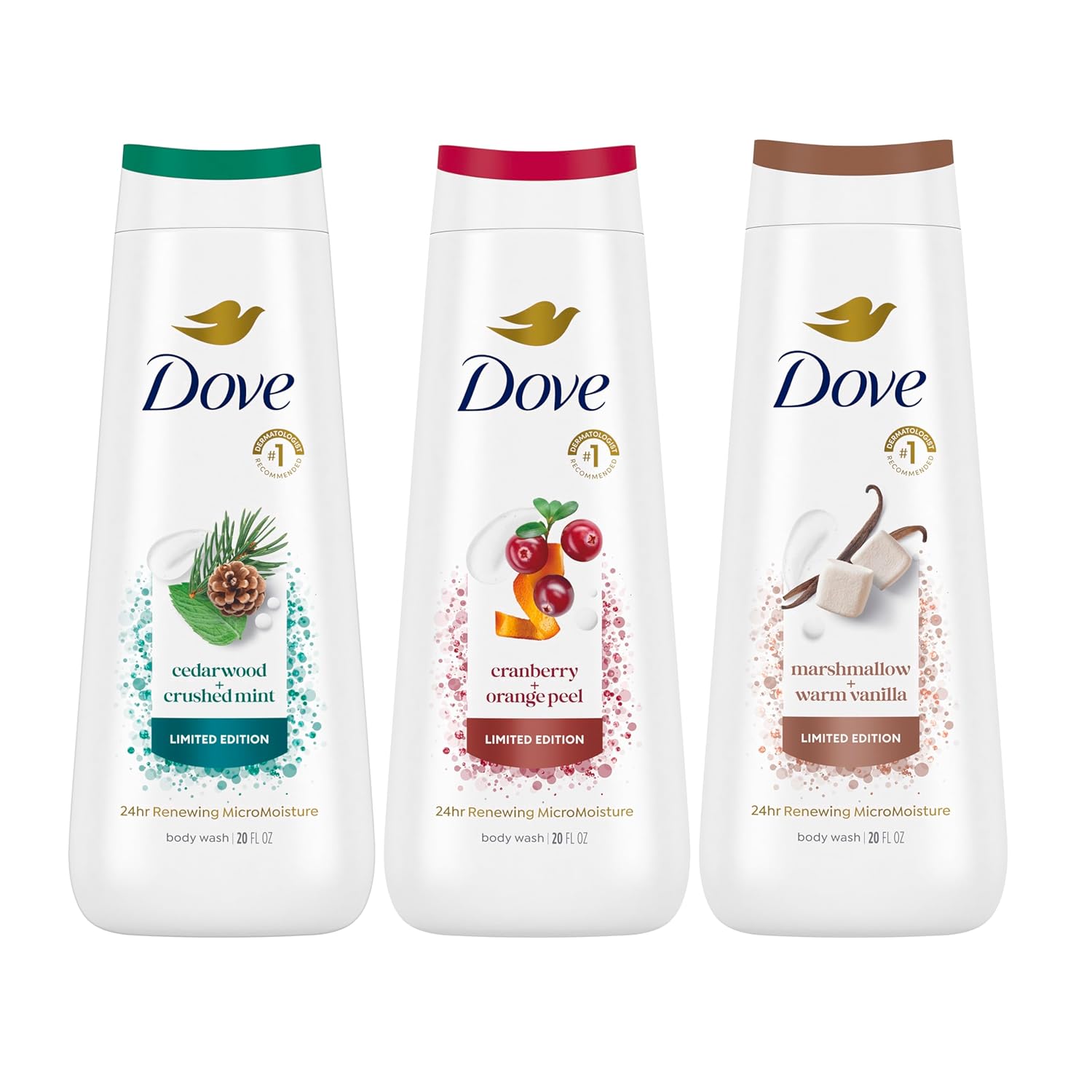 Dove Body Wash 3 Count Mixed Pack for Renewed Healthy-Looking Skin Gentle Skin Cleanser with 24hr Renewing MicroMoisture