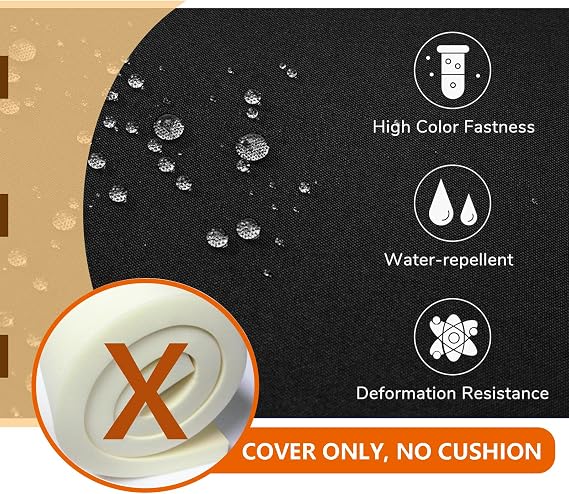 3Pack Outdoor Patio Cushion Replacement Covers, Black, 38x19x2,19x19x2