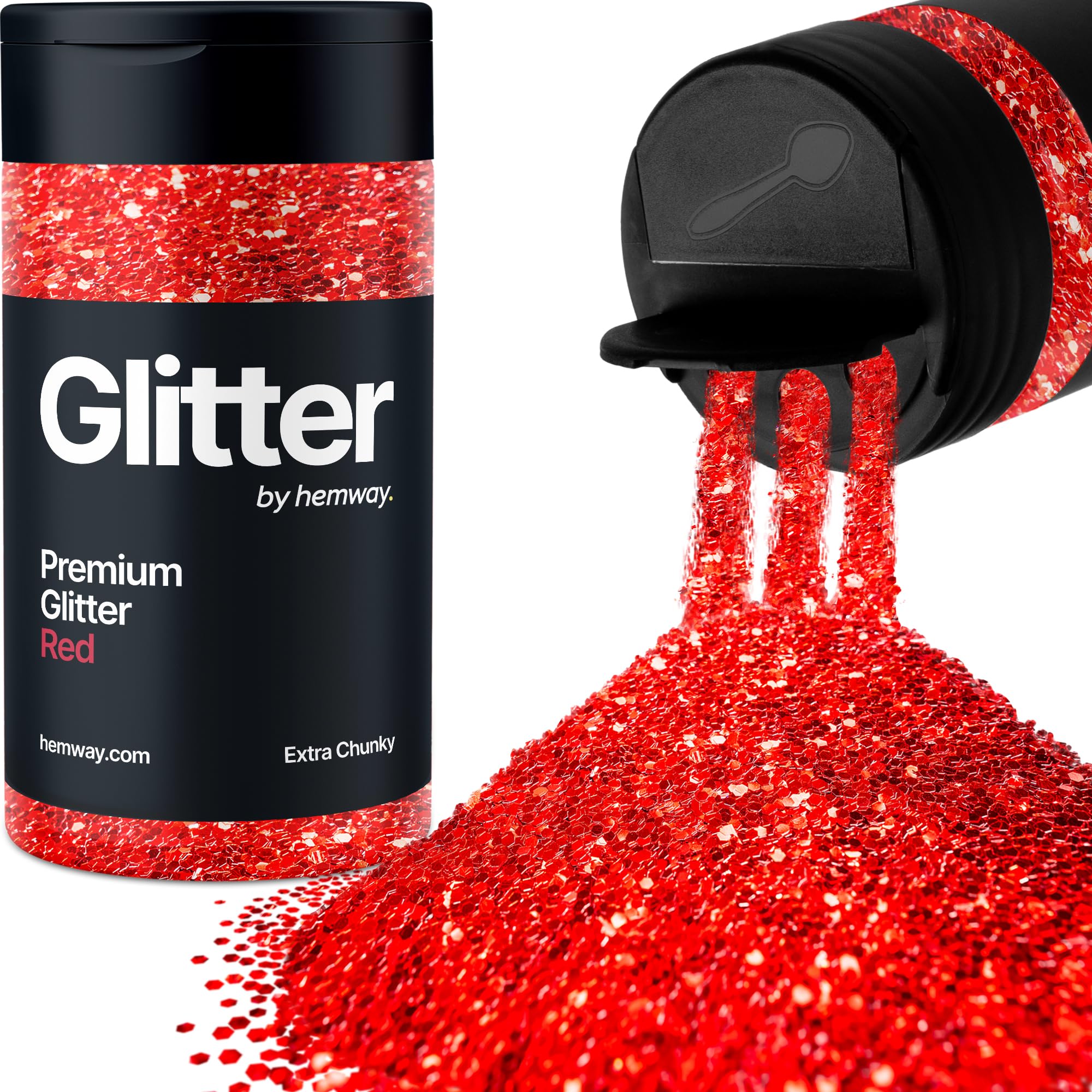 Red Glitter Shaker, 130g Extra Chunky Glitter, Crafts 1/24" Metallic Flake Red Sequins, Resin & Epoxy Crafts, Decorating