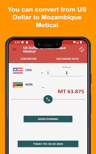Dólar Americano para Metical Para ver a taxa de câmbio no seu Telefone e Tablet