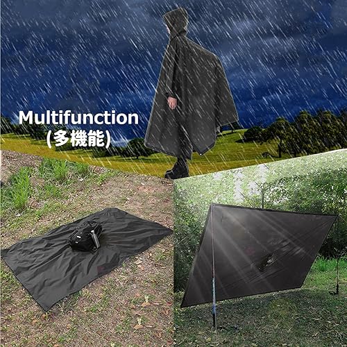 Vista 6 de Azarxis Poncho de lluvia reutilizable impermeable con capucha para hombres y mujeres, ciclismo, campamento, senderismo, perro