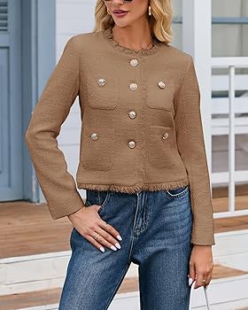 ジャケット・アウター herlipto Wool-Blend Cropped Tweed Blazer Wool-Blend Cropped Tweed Blazer herlipto