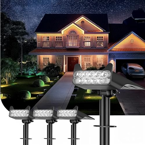 Miniatura 11 de Focos solares impermeables para exteriores, luces solares de camino de paisaje del atardecer al amanecer, iluminación al aire libre, 4 modos de