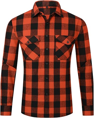 DOKKIA Flannel Shirt for Men Buffalo Plaid Long Sleeve Button Down Casual Jacket