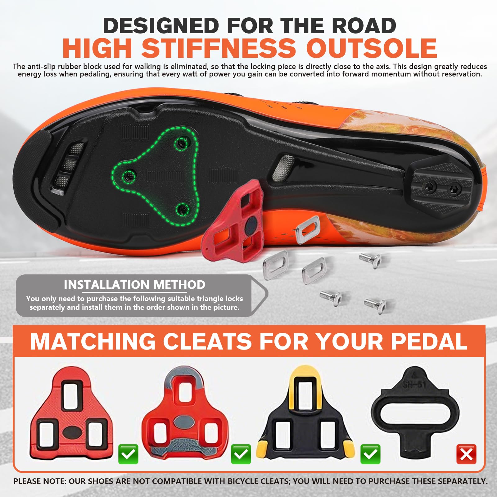 Strada Scarpe da Ciclismo, Uomo Donna Scarpes da Bici Professionali, Sneakers da Ginnastica per Bicycle da Esterno PRO Unisex Compatibili con Tutti i Modelli SPD-SL e Look