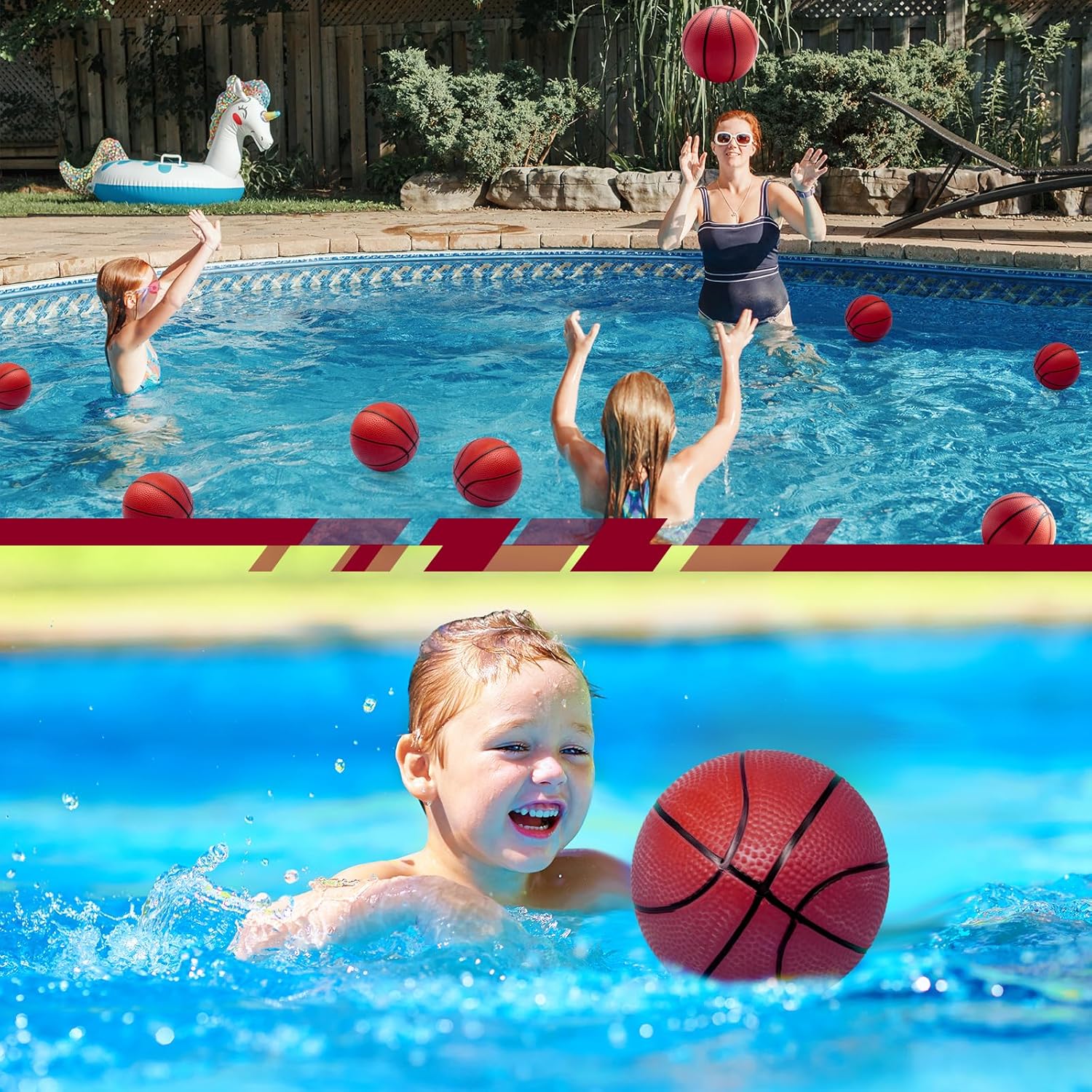 Oleitodh 40Pcs 6" Inflatable Mini Basketball Balls Bulk Inflatable Small Basketball Set, PVC Small Basketballs for Over The Door Hoop Games Party Favors Indoor Outdoor Play Adults Kids Pool Beach