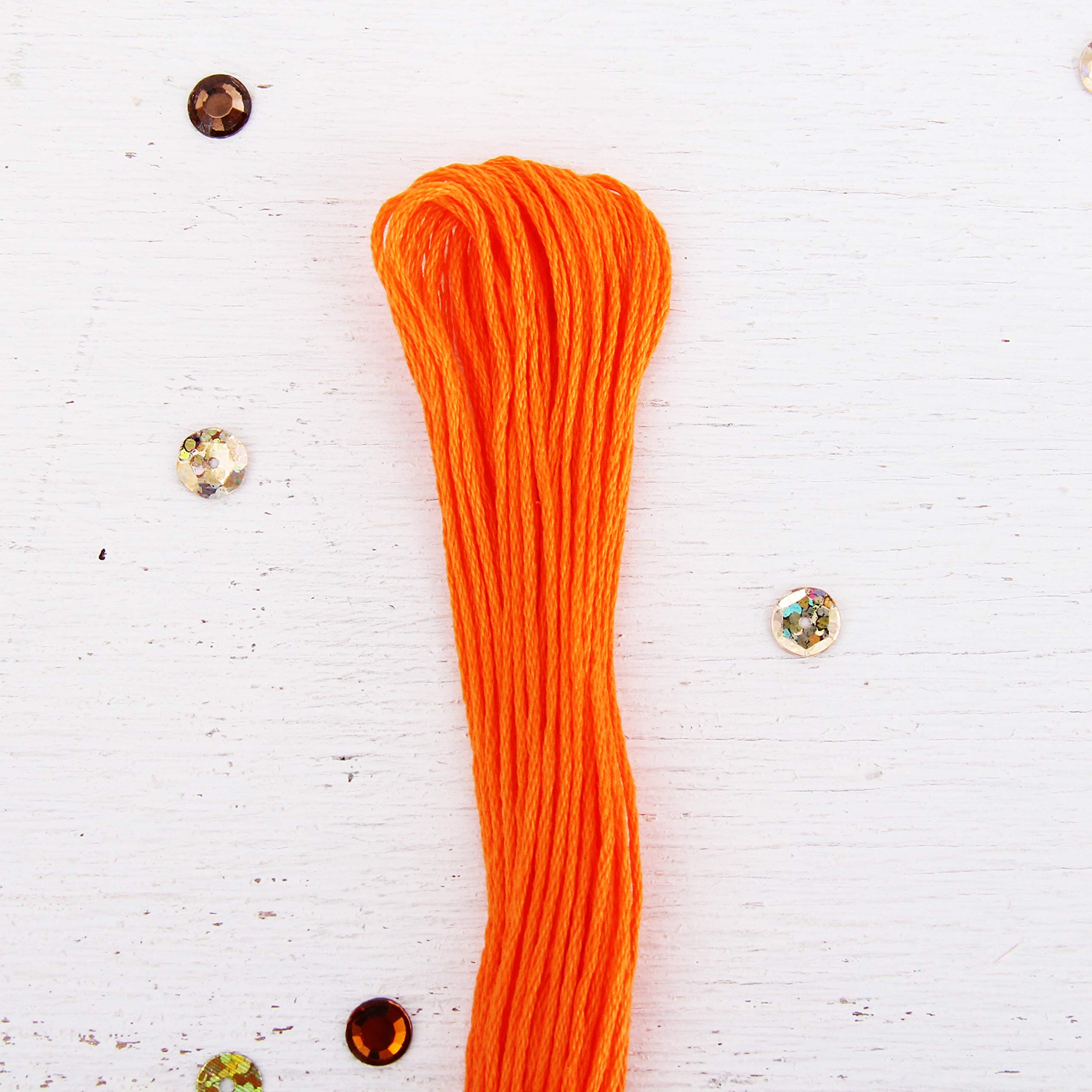 Hilo de bordar de algodón egipcio de fibra larga de 12 madejas, color naranja, 6 hilos divisibles de hilo de 8,75 m, cada uno para bordar a mano, pulseras de amistad, punto de cruz y manualidades