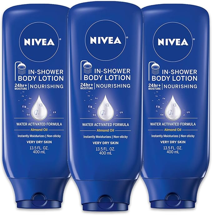 NIVEA Nourishing In Shower Body Lotion, 13.5 Fluid Ounce (Pack of 3