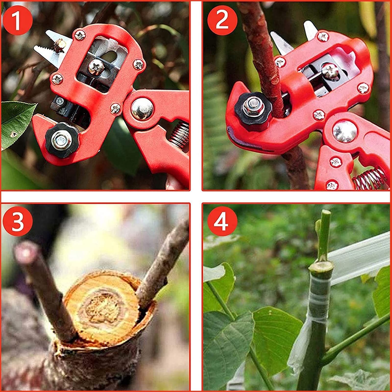 Forbici da Innesto Professionale, Giardinaggio Forbice da Innesto Kit Innestatrice Taglio, Utensili da Innesto con 3 Lame di Ricambio, Albero Frutto di Taglio per Potatura E Utensile Innesto