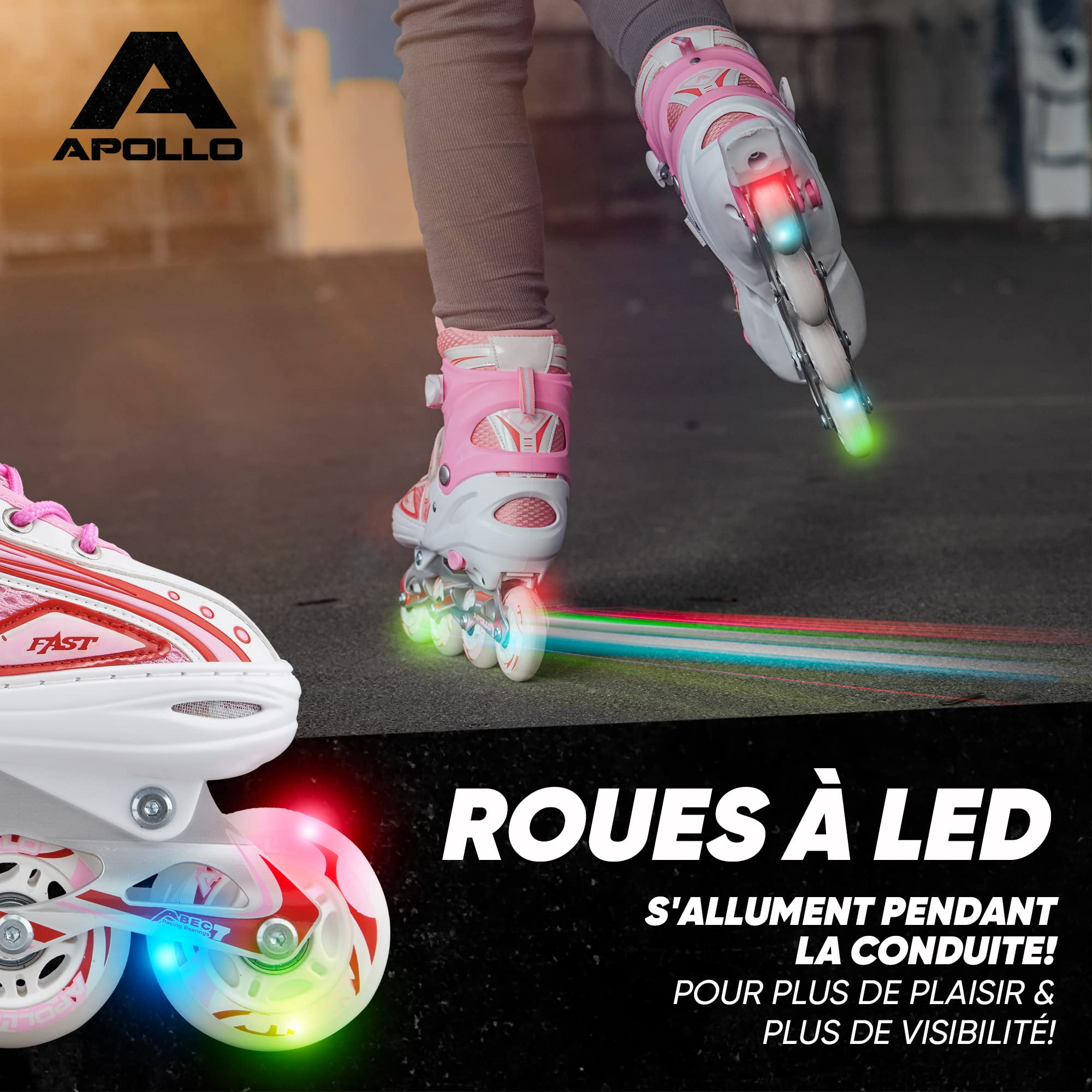 Apollo Super Blades X Pro, S, M, L, Roues LED illuminées Rollers pour Enfants idéals pour débutants, Patins à roulettes Confortables Patins Inline pour Filles et garçons