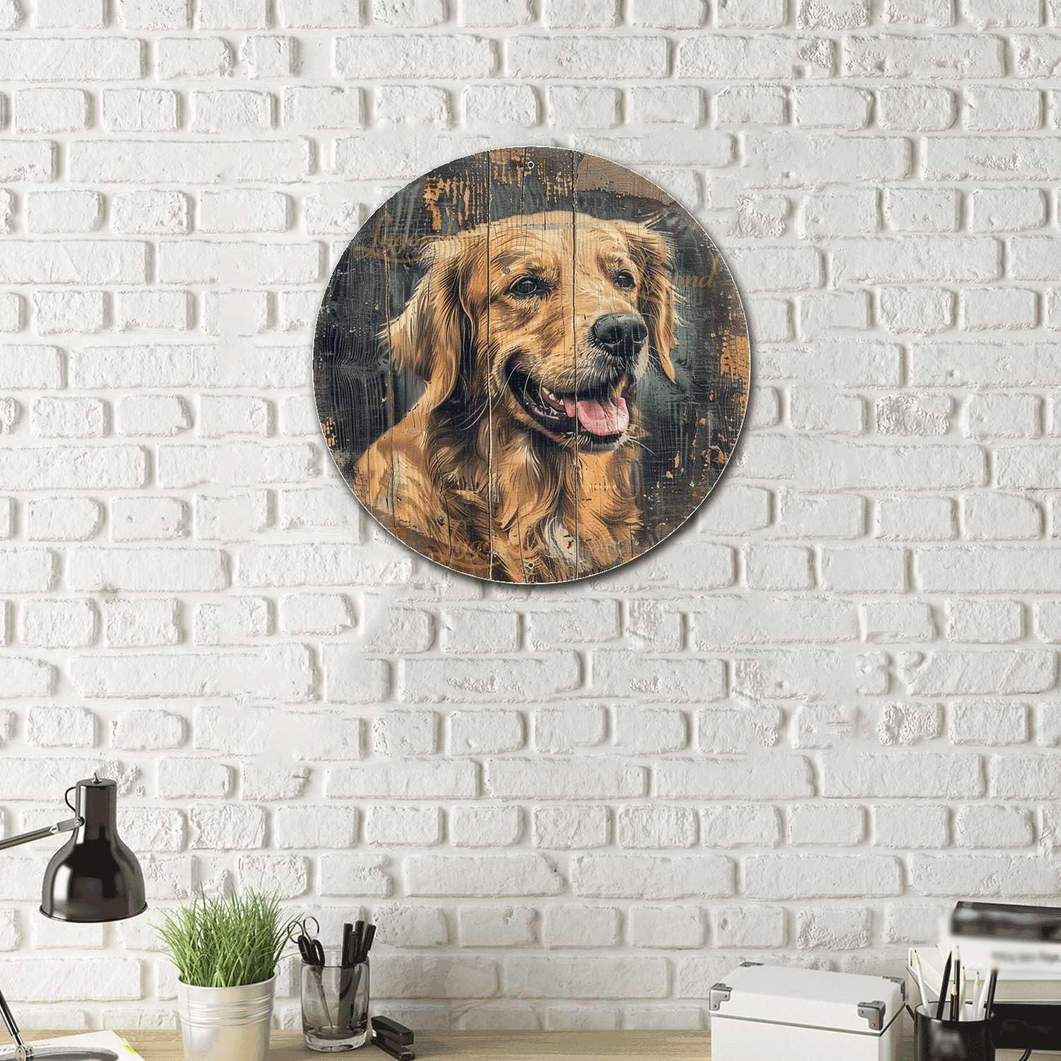 Lygond Metal Sign Tin Sign Golden Retriever Dog Distressed Wood Sign for Rustic Home Decor and Dog Lovers Garden Tin Signs for Pet 8×8 Inches image 3