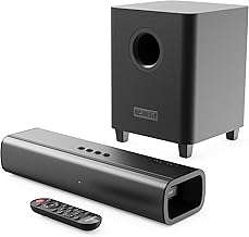 Majority Naga 40 Plus TV Soundbar with Wireless Subwoofer | 2.1 System, 3D Surround Sound, Bluetooth 5.0 | HDMI Arc, Optical, AUX, USB | Remote Control & Wall Mount