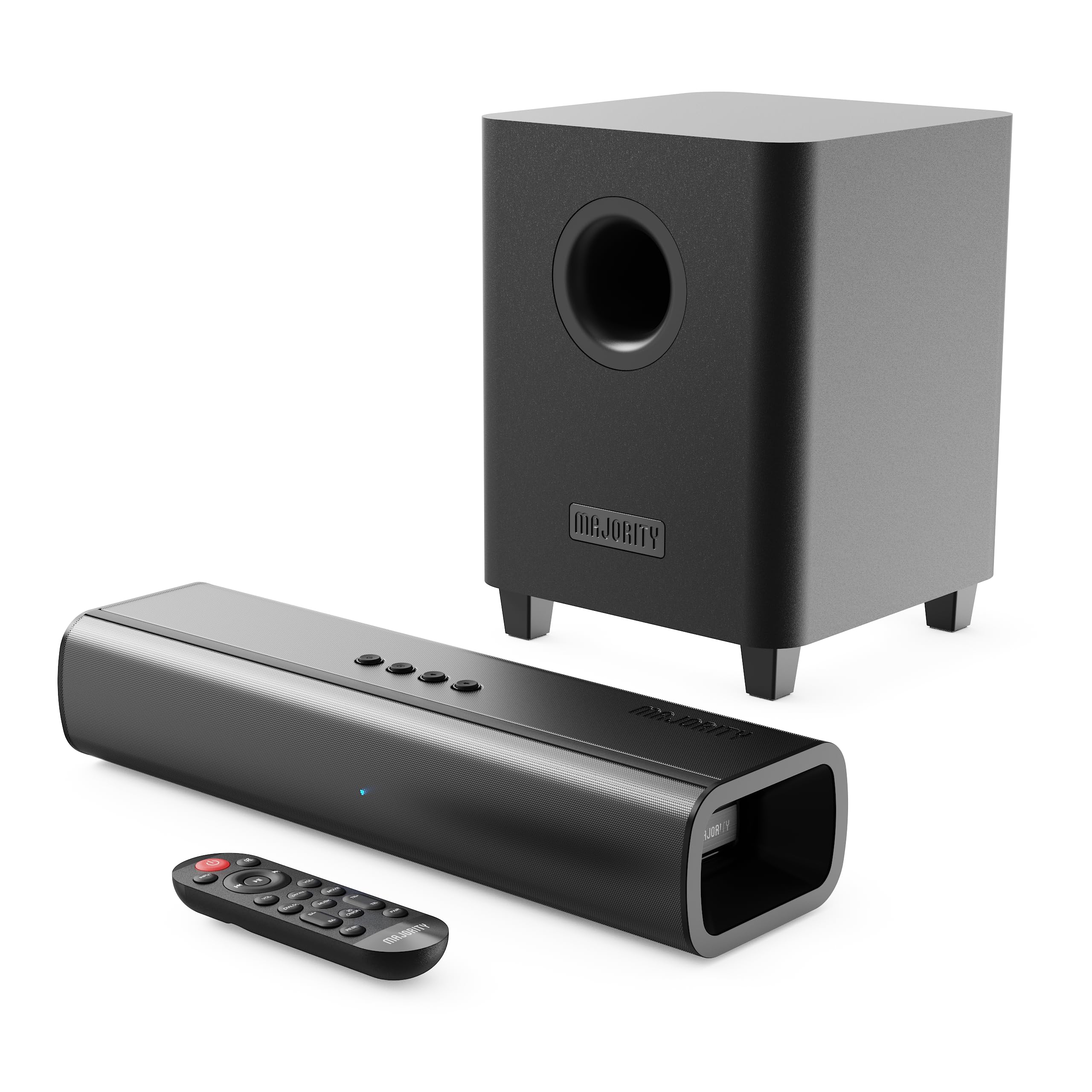 Majority Naga 40 Plus Barre de Son TV 2.1 avec Caisson de Basses sans Fil, Bluetooth 5.0, HDMI Arc