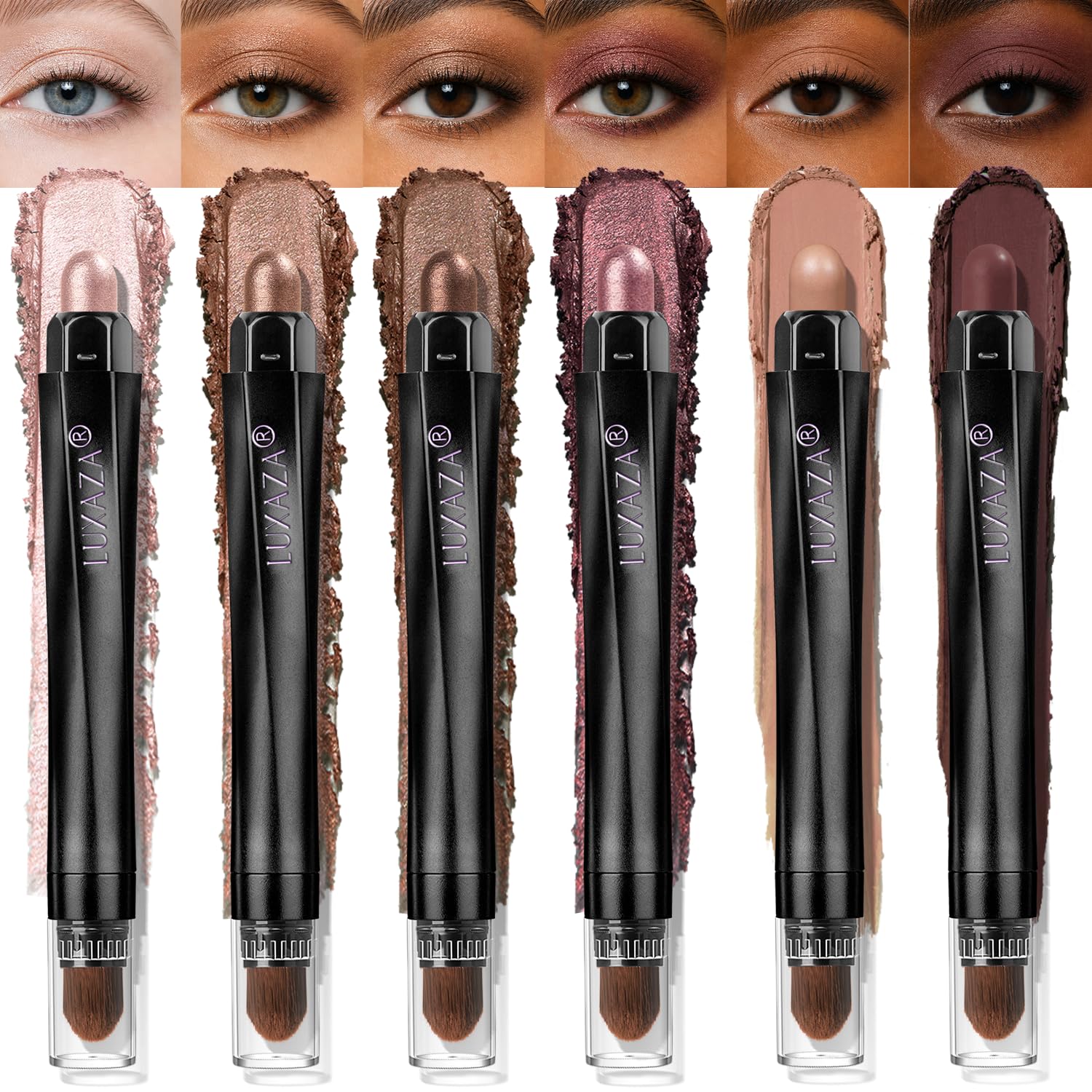 LUXAZA PRO 6 PCS Makeup Sticks Cream Eye Shadow Full Face Makeup Neutral Nude Brown Shimmer