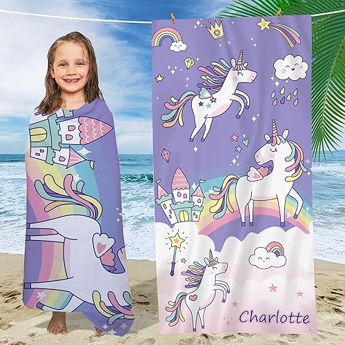 Toalla de playa de microfibra personalizada con nombre para niños toalla de playa para viajes gimnasio camping piscina yoga al aire libre y picnic