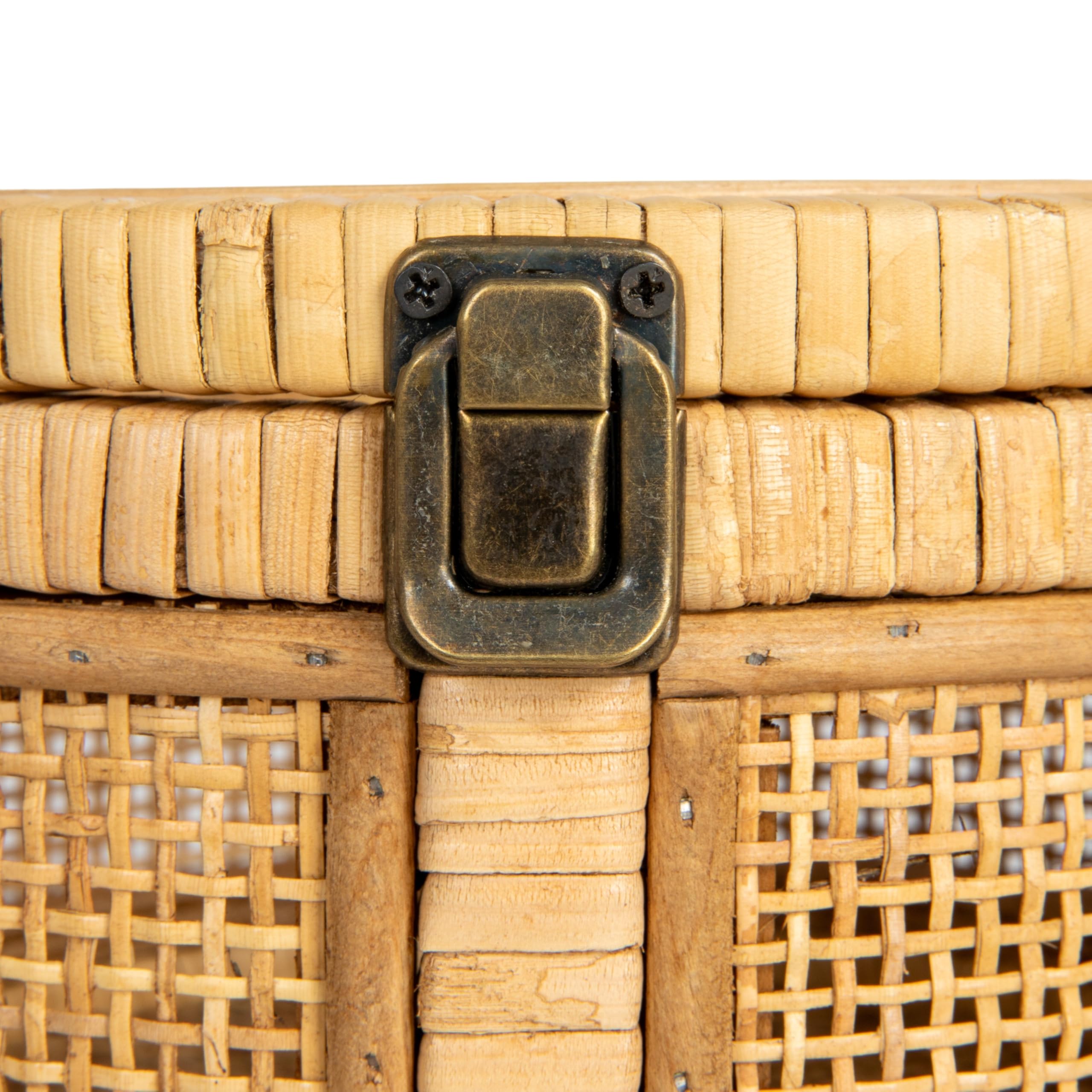 Creative Co-Op Set Di 2 Scatole Portaoggetti In Rattan E Bambù Con Coperchio In Vetro – 36,8x24,1x12,7 Cm