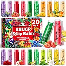 RBUGR 20 Pack Lip Balm Bulk- 12 Flavored Lip Balm Set Natural Moisturizing Hydrating for Dry Cracked Lips, Valentines Gifts for Women &amp; Party Favors Mini Balm Pack (4.2g/0.15oz)