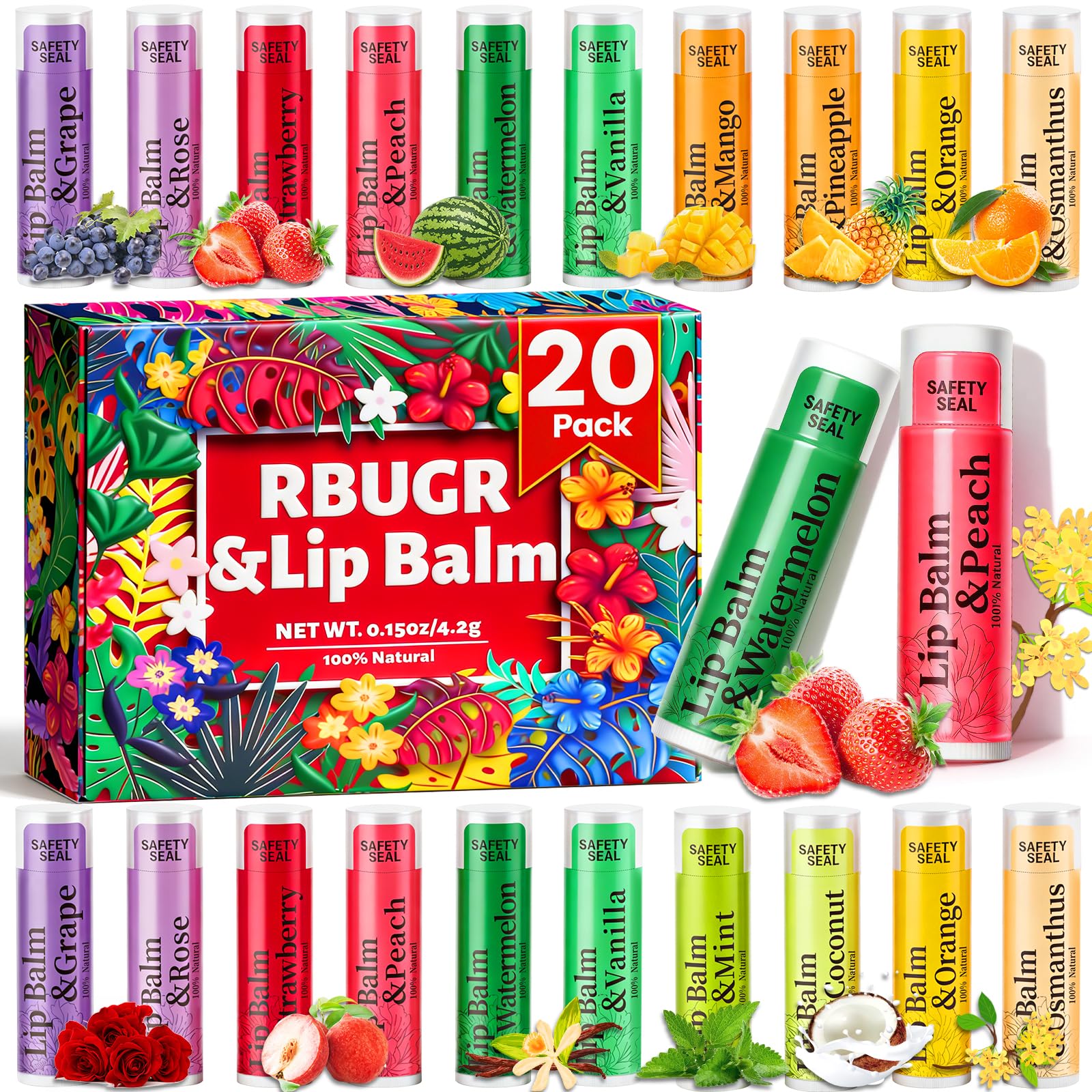 Amazon.co.jp: RBUGR リップクリーム 20個パック - 12フレーバー