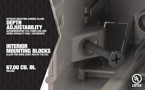 Vista 14 de Southwire MSBST250 - Caja inteligente eléctrica para montaje y techo, diente de tiburón con sierra de agujero, soporta 6 libras, color gris