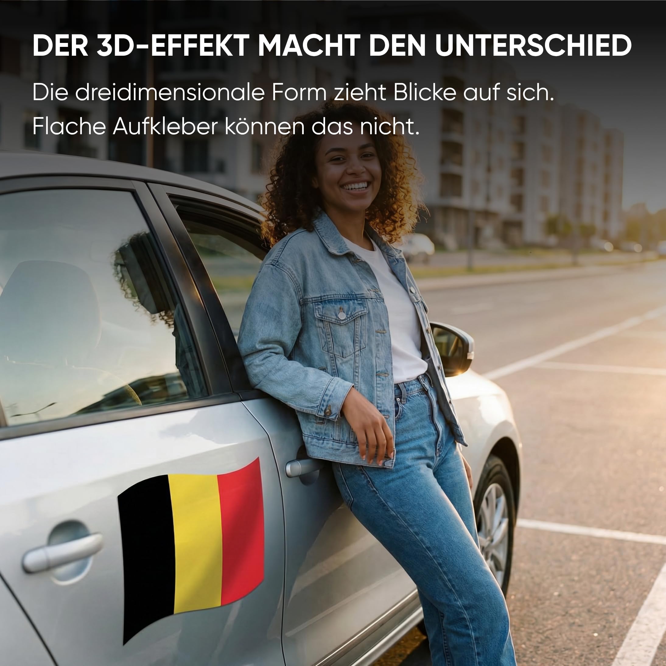 Auto Fahnen Belgien Komplett Set - Motorhaubenfahne, 2 Autofahnen Fenster, 2 Außenspiegelfahnen & 2 Magnet Autofahnen, Fußball EM & WM Fanartikel, Belgische Flagge Fahrzeug Deko