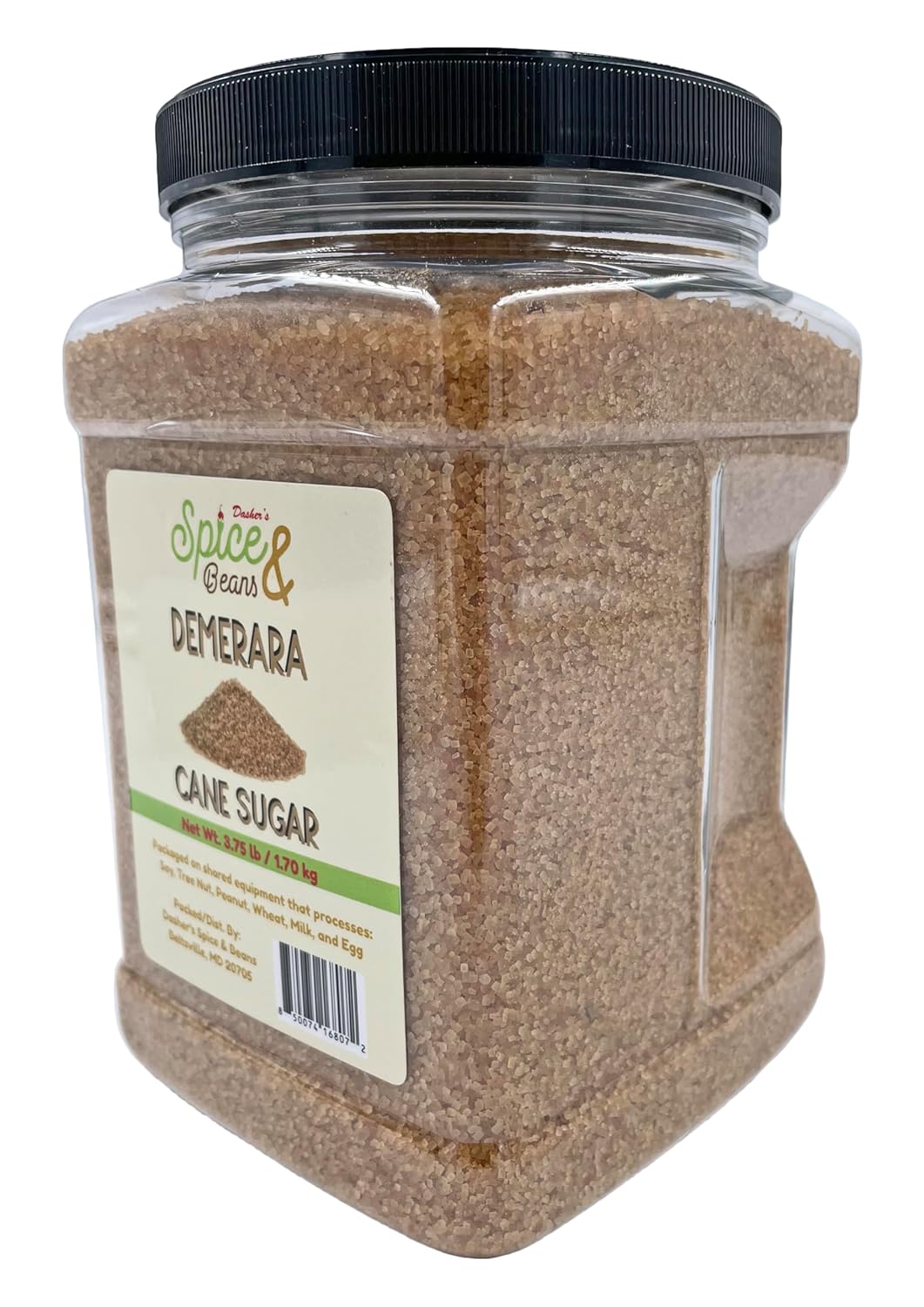 Demerara Cane Sugar | Dasher's Spice & Beans | 3.75 lb Container