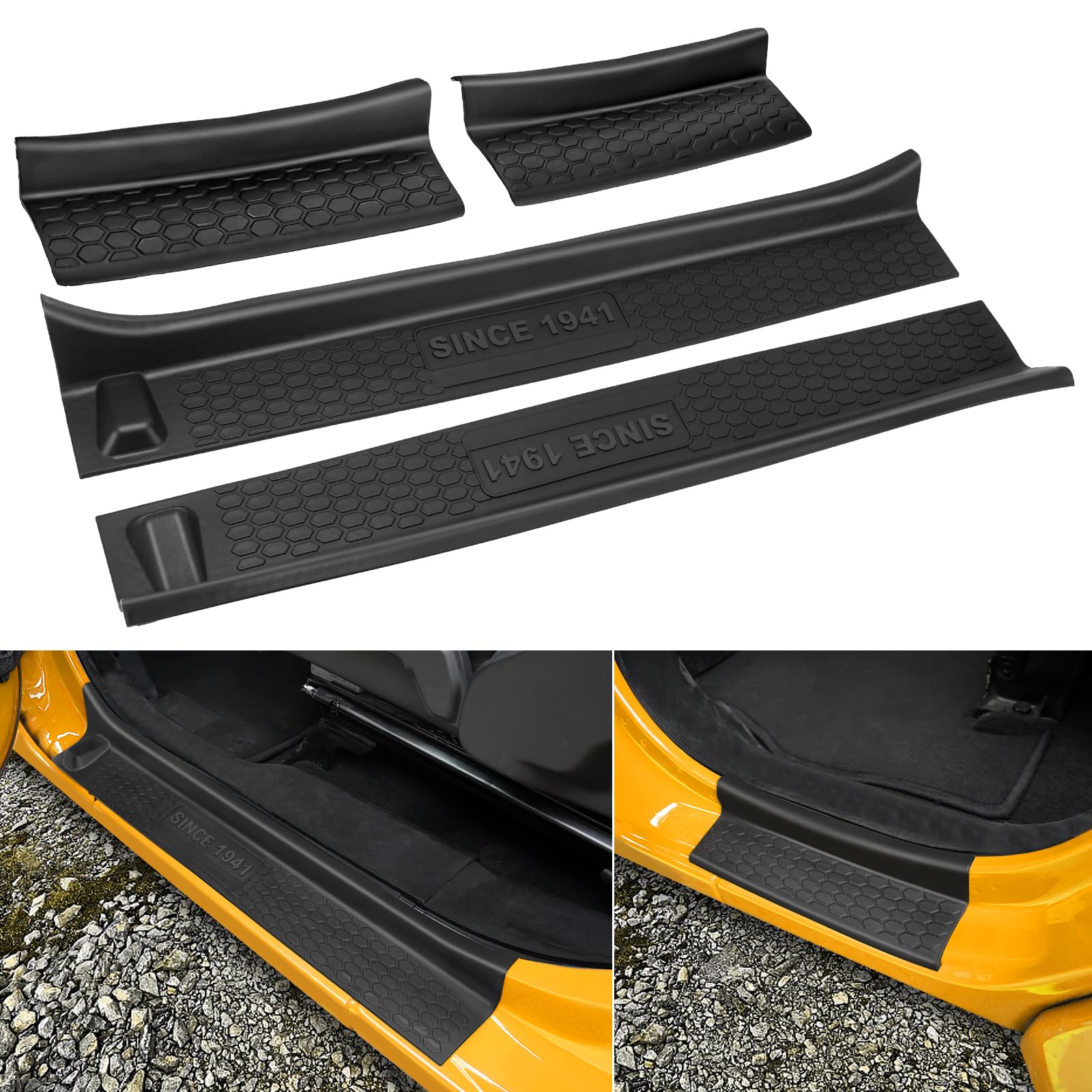 Rubber Door Entry Guards for 2018-2024 Jeep JLU JT 4 Door with Logo ...
