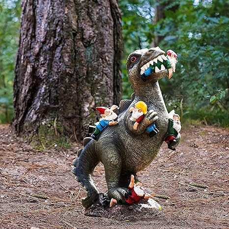 Amazon Co Jp 恐竜 庭の彫像 恐竜 食べる 小人の 庭の装飾品 面白い 樹脂 動物の彫像 置物 気まぐれ 恐竜 彫刻 アート 置物の For 家の装飾 恐竜 16x12x30cm 6x5x11 8inch ホーム キッチン