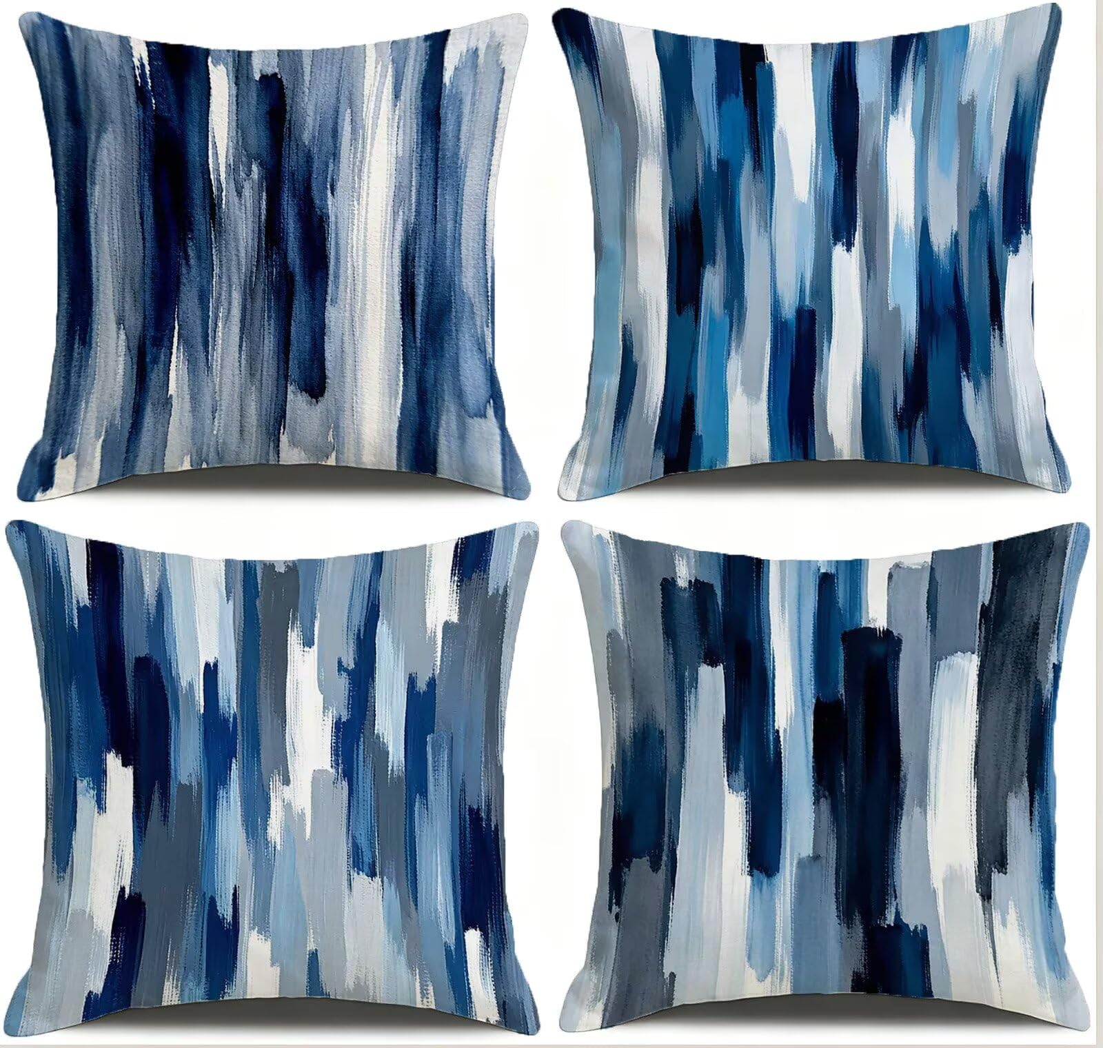 Blu Federe Cuscini Divano 60x60cm, Cuscini da Esterno Set de 4, Cod-86 | Velour Copricuscini Decorativi Letto Arredo, per Letto, Soggiorno, Giardino, Esterno, Casa Decorazione Set di 4 Linea