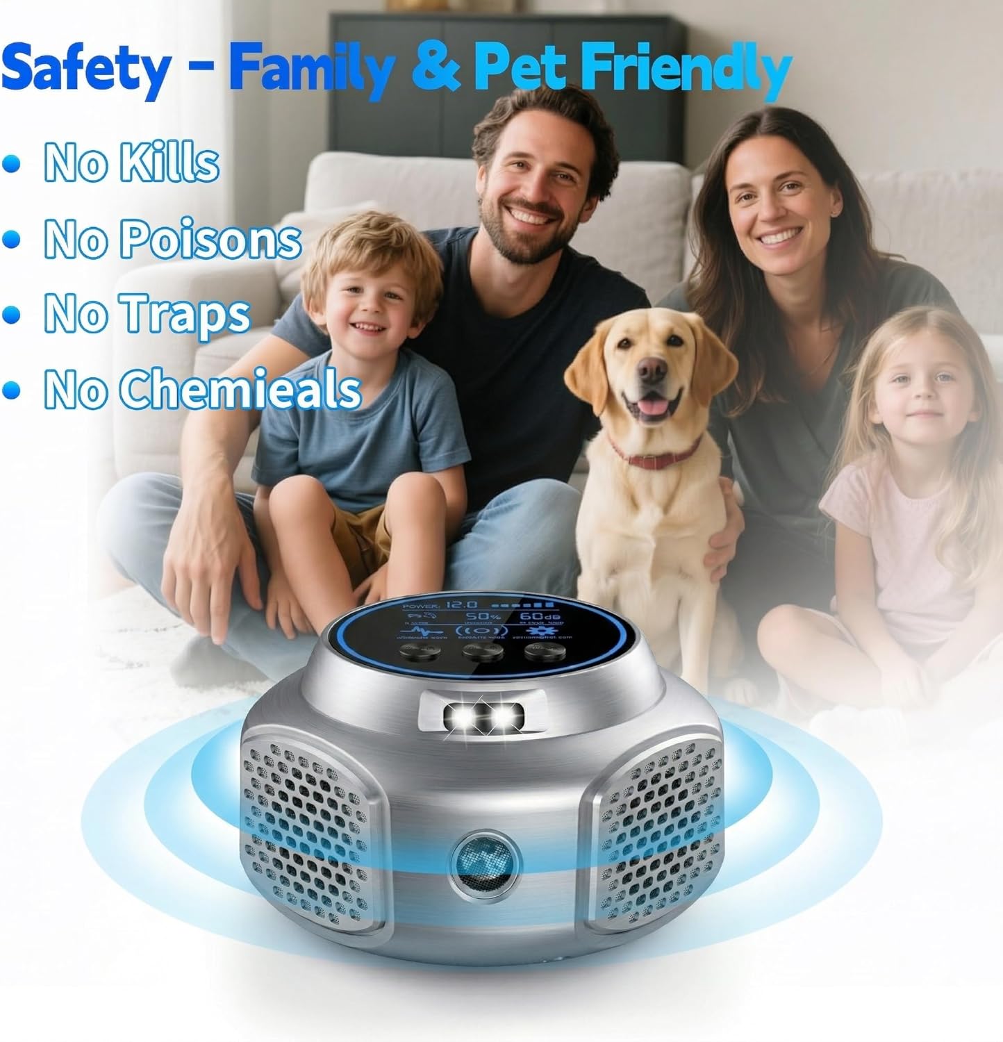 Ultrasonic Mouse Repellent Pest Control Repeller, Mouse Traps for Rodent, Mice, Ant, Rat, Squirrel, Bug, Roach, Bat, Rat ＆ Mice Repellent Device for House Plug in Indoor for Home 1Pack Silver