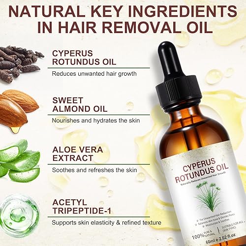 Miniatura 8 de Aceite Cyprus Rotundus - Aceite de Cyperus, Cyperus Cypress Rotundus para depilación, reduce el crecimiento del vello corporal, piel suave e