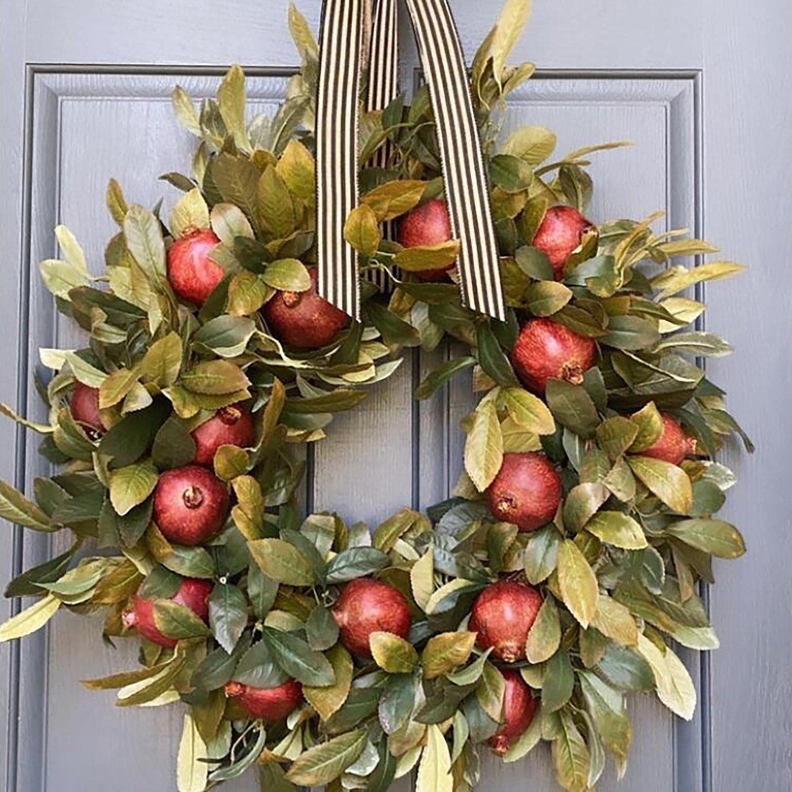 Autumn Wreath Frame for Front Door Outside, Fall Eucalyptus Farmhouse Wreath Rustic Autumn Wreaths for Front Door Decor, Home Garden Autumn Decorations for Halloween Christmas Thanksgiving