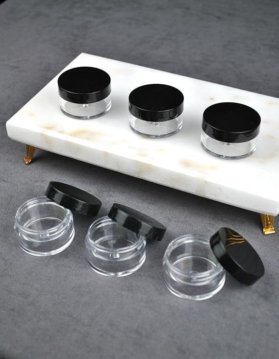 6 Adet Mika 10 ml Krem Kavanoz Küçük 4 cm Takı Siyah Kapaklı Mini Seyahat Krem Kavanozu