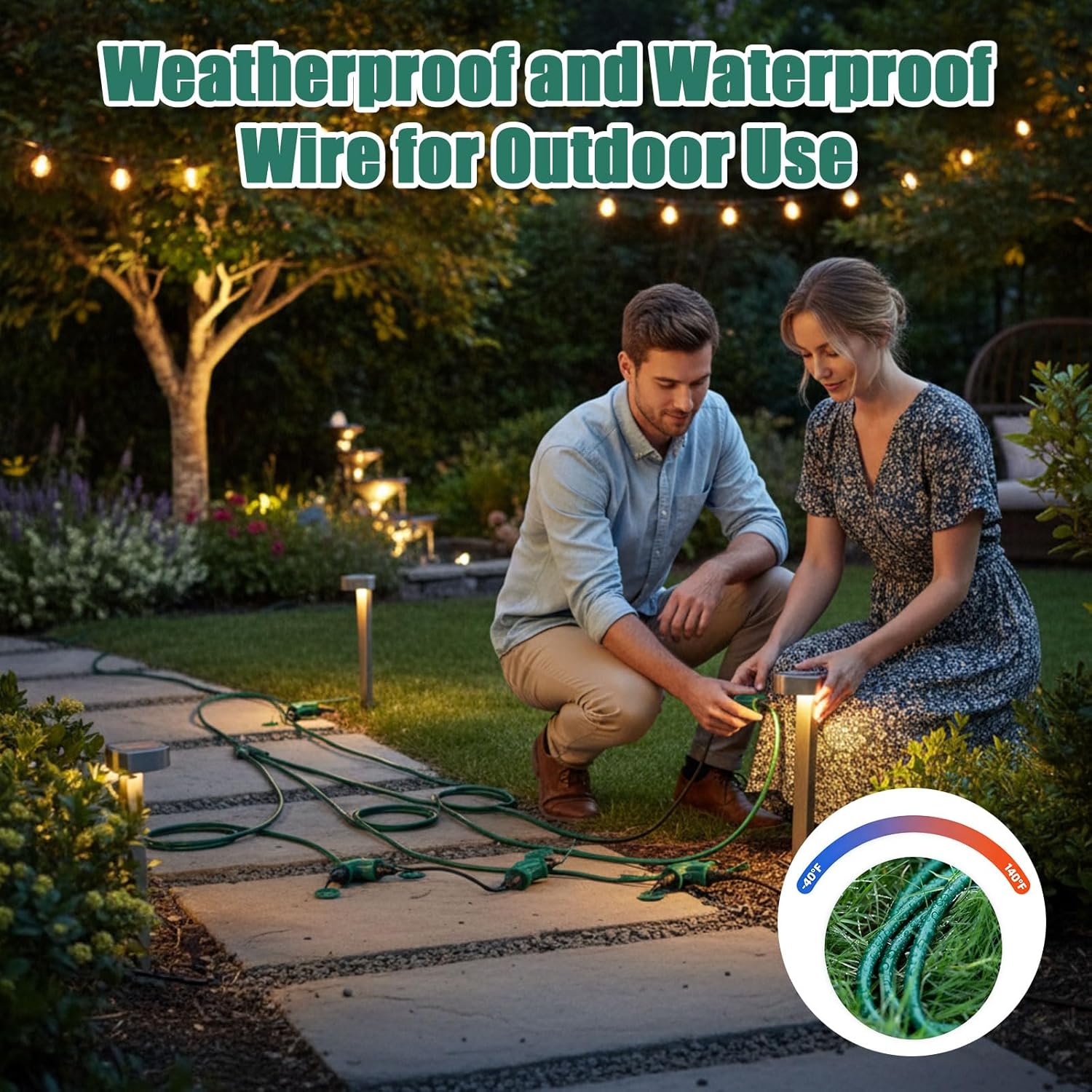 Kingdder 2 Pack 40 ft Christmas Extension Cord 1 to 3 Splitter Extension Cord 6 Prong Plug with 3 Extended Outlets and Weatherproof Covers for Outdoor Indoor Christmas Connect Extend String Lights