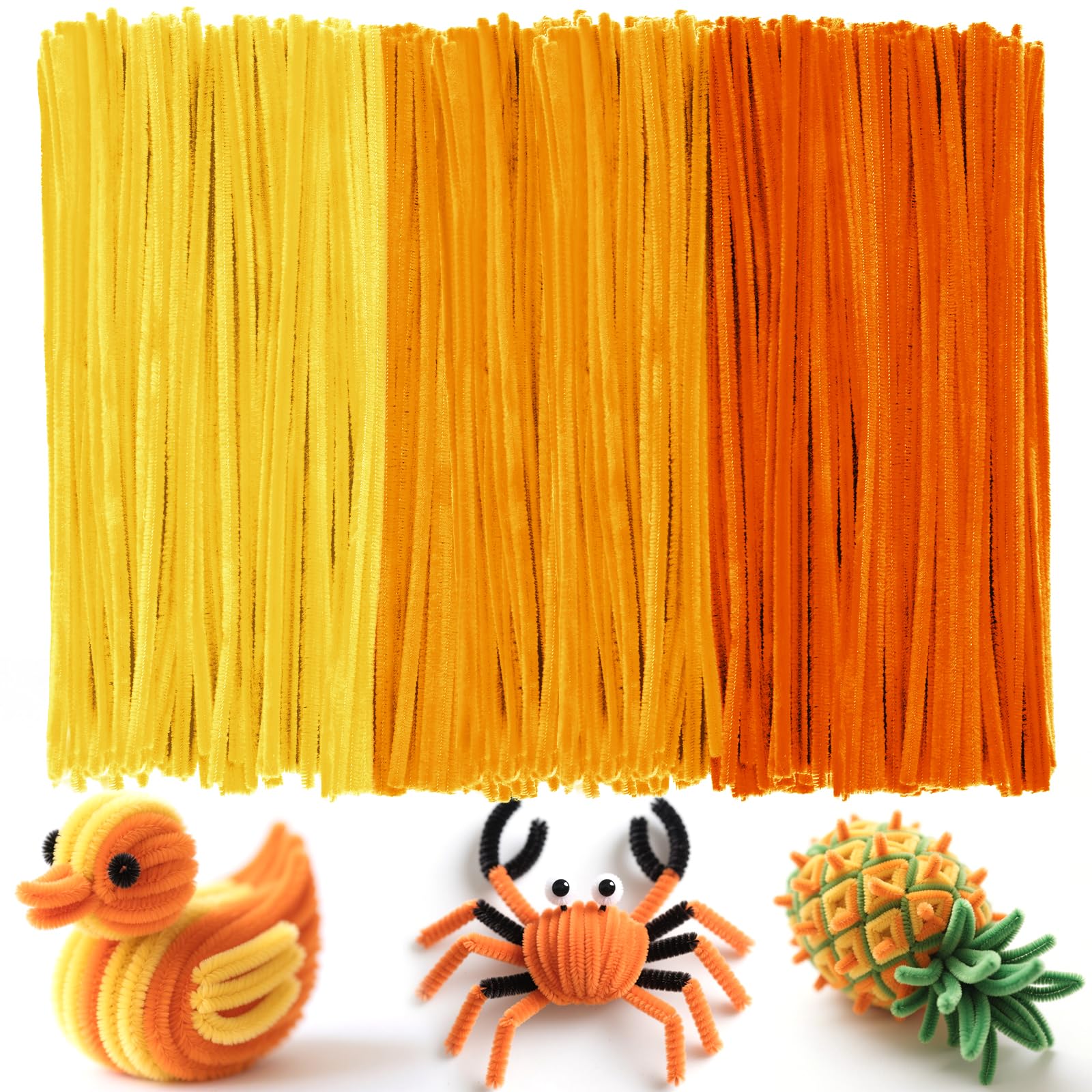Ainiv 300PCS Pipe Cleaners for Craft, 30cm Orange Yellow Series Crafting Pipe Cleaners, Fuzzy Sticks Craft Supplies, Chenille Stems for DIY, Arts & Crafts for Creative Handmade DIY Decoration