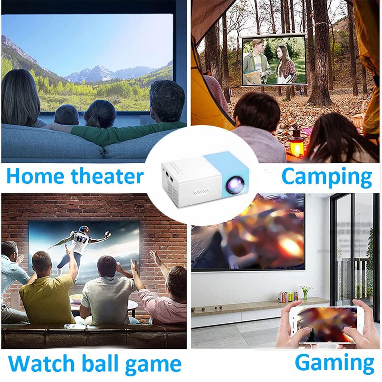 Mini Proyector, Proyector de Video de Cine en Casa Full HD 1080P, Micro Proyector de Video LED, Altavoz Incorporado, Compatible con HDMI, USB, Tarjeta TF, AV y Controles Remotos