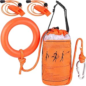 Wowangce Water Rescue Throw Bag with Rope and 2 Emergency Whistles with ...
