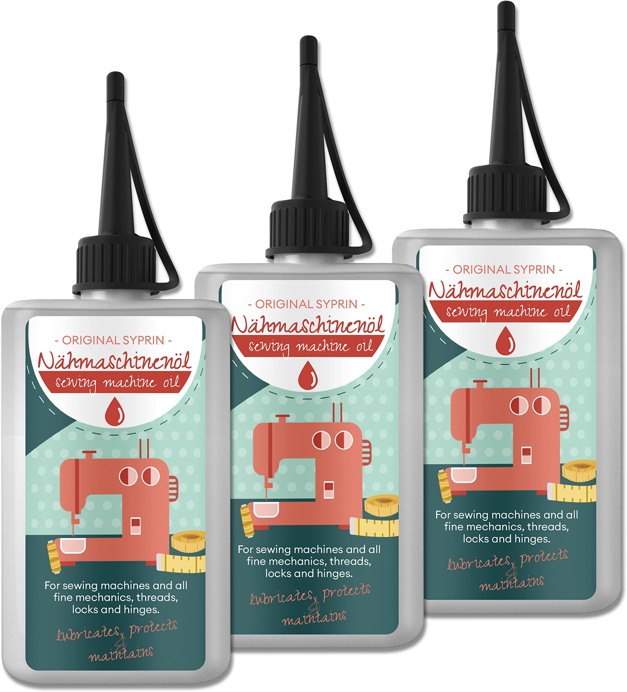 SYPRIN OS Sewing Machine Oil Precision Mechanics Oil Point Oiler Universal Oil Lubricating Oil (3X 100 ml)