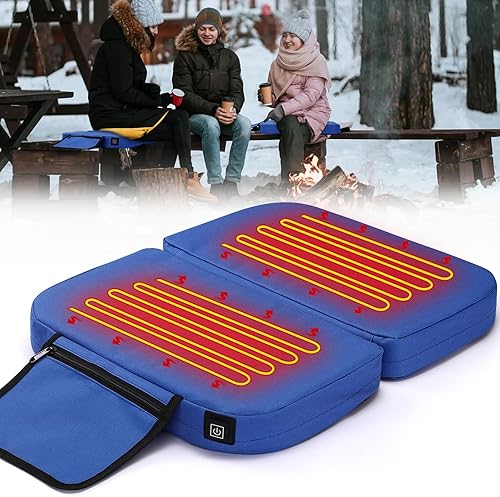TOBWOLF Cojín de asiento con calefacción portátil, (sin banco de energía), cojín plegable con calefacción para asiento de estadio con 3 niveles de