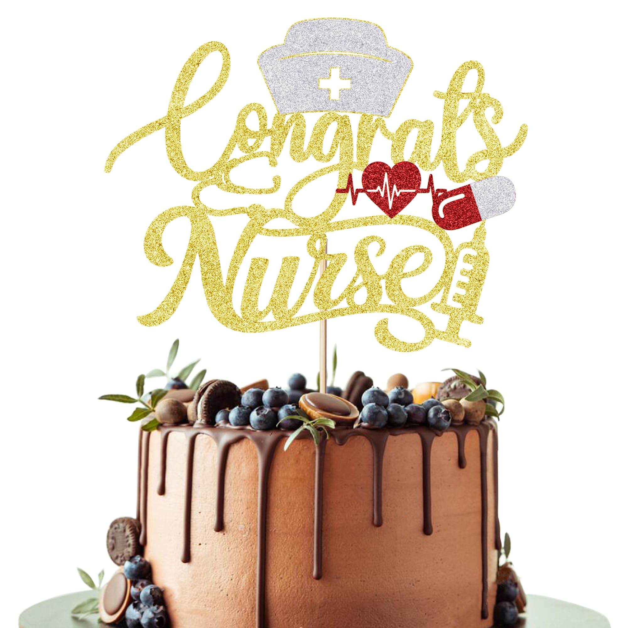 Leetaivie Congrats Nurse Cake Topper, Nurse Graduation Decorations, Medical Rn Theme Nurse Graduation Birthday Party Decorations, Congrats Nurse/RN 2026 Medical Nursing School Graduation Party (Gold)