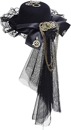 Caoxhenr Chapeau De Paille Victorien Lolita Pour Femme Et Fille - Style Vintage Fleurs Pour Mariage, Plage Et Photographie