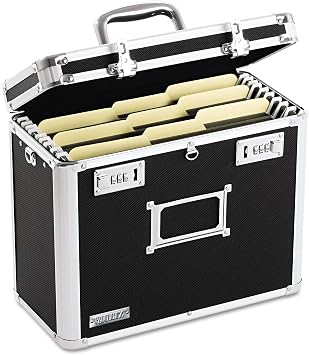 Vaultz VZ01187 Locking File Tote Storage Box, Letter, 13-3/4 x 7-1/4 x 12-1/4, Black