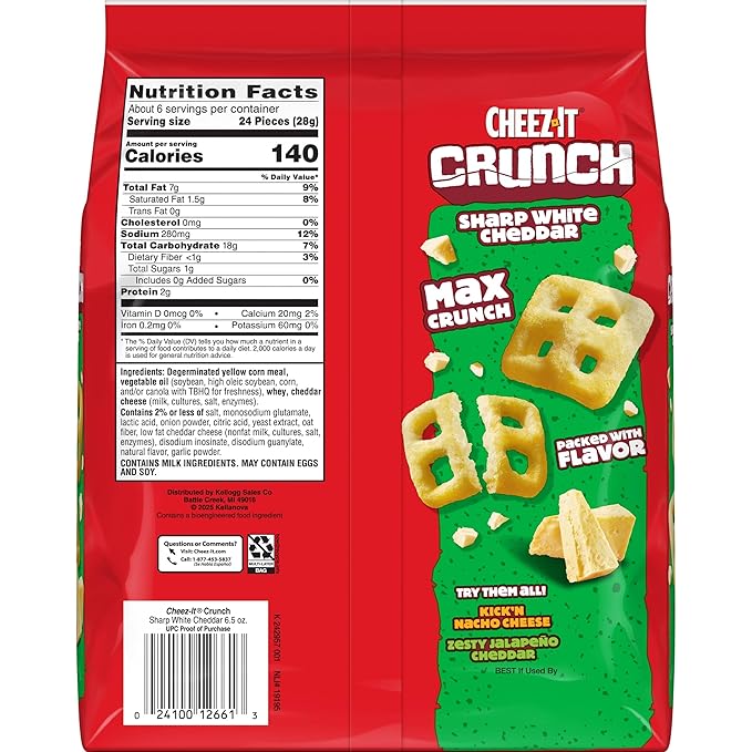 Cheez-It Crunch Galletas Horneadas Queso Cheddar Blanco 6.5 oz miniatura 3