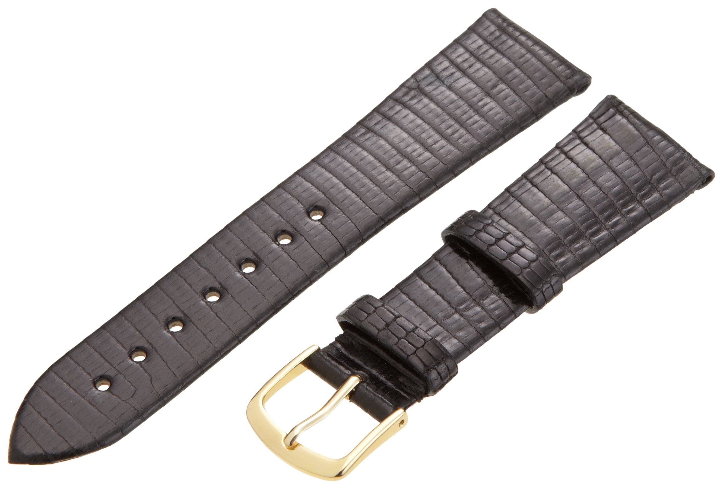 Hadley-Roma Men's MSM700SA-200 20mm Short Black Genuine Lizard Leather Watch Strap