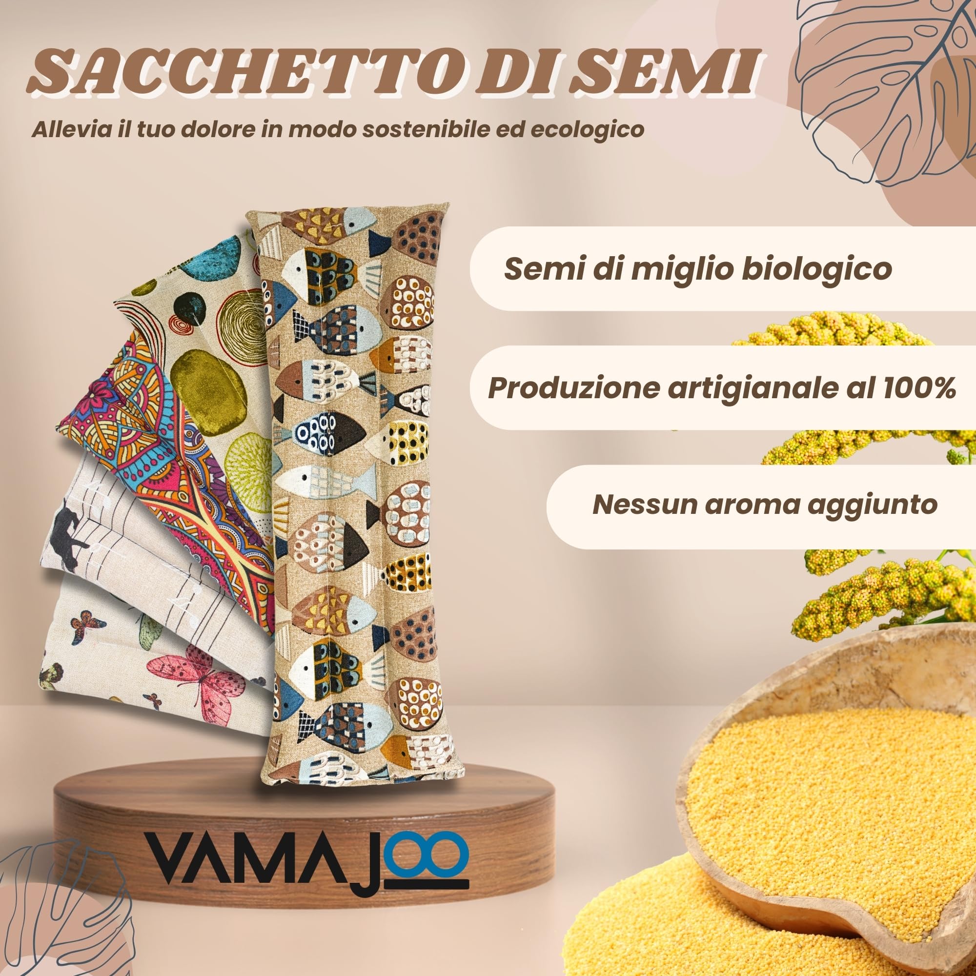 Cuscino Termico Microonde - Cuscino Riscaldante Microonde - Scaldino MICROONDE - CUSCINO Termico Cervicale - Sacchetto Semi da Scaldare MICROONDES - Non profumato - Artigiano 45x14cm(Butterflies)