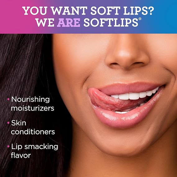 Softlips Daily Lip Moisturizer For Very Dry Lips, Multi-Flavored Lip Balms, Hydrates, Soothes & Prevents Dry, Chapped Lips, Smooth Glide Formula, Dermatologist Tested, Pack of 3 Chap Sticks