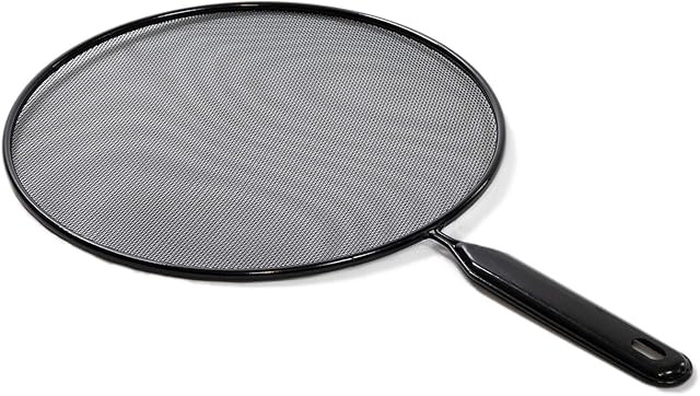 Splatter Screen Shield Cover 29 cm Black Mesh Metal Wired Cooker Pots Fry Pan Anti Splash Guard Screen with Handle(Pack of 1)