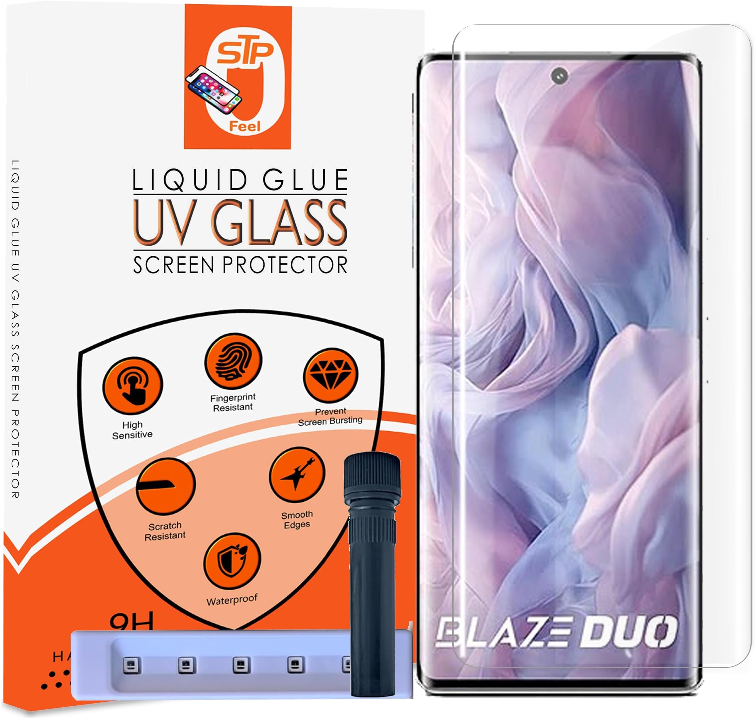 STP FEEL® UV HD+ Tempered Glass Screen Protector Guard Compatible For Lava Blaze Duo 5G (6.67 Inch, Pack of 1) Full Adhesive UV Curved Case Friendly HD Clarity