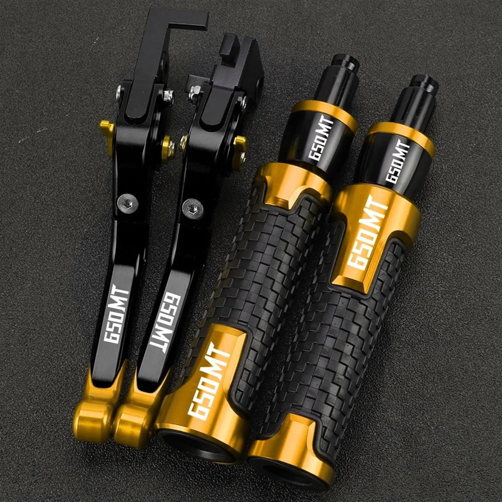 VTAIEX Motorbike Accessories Accessories Motorcycle Extendable Brake Clutch Levers for CFMOTO 650MT 650TR-G 650 MT TR-G 2023 2022 2021Hand Grips Handlebar Ends(Yellow)